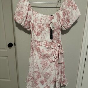 Floral Pink Puff Sleeve Dress